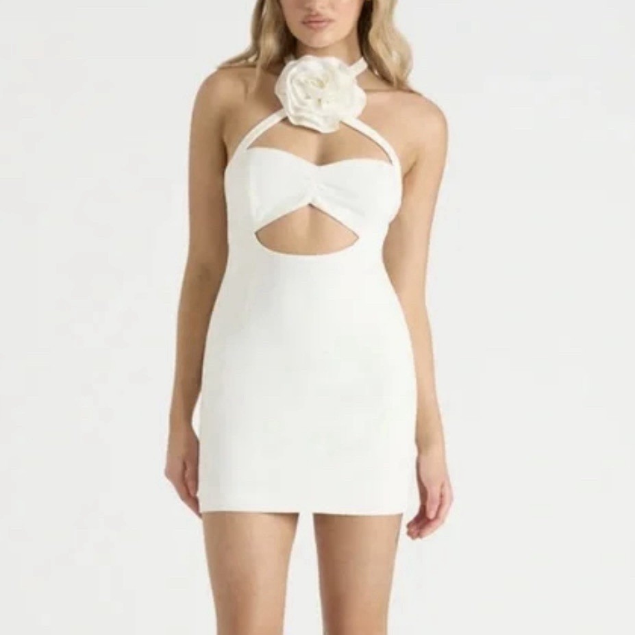 Runaway By Rozalia The Flower Mini Dress In White Size M Nwt